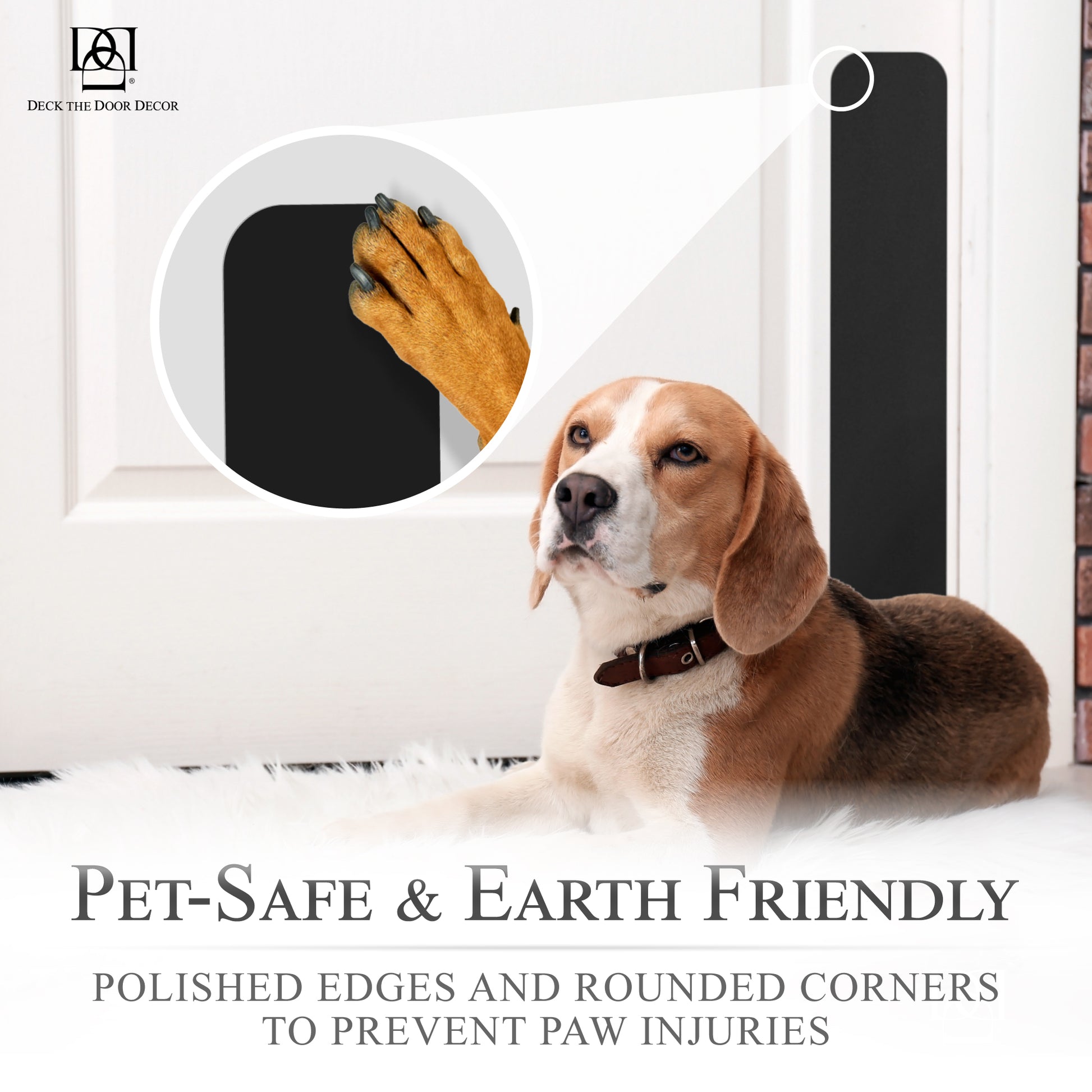 Dog Scratch Prevention Door Plate patented rounded corners