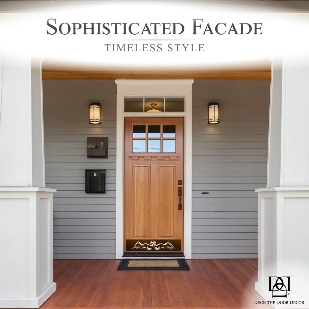 Mountain Monogram Engraved Door Kick Plate — Rustic Personalized Protection