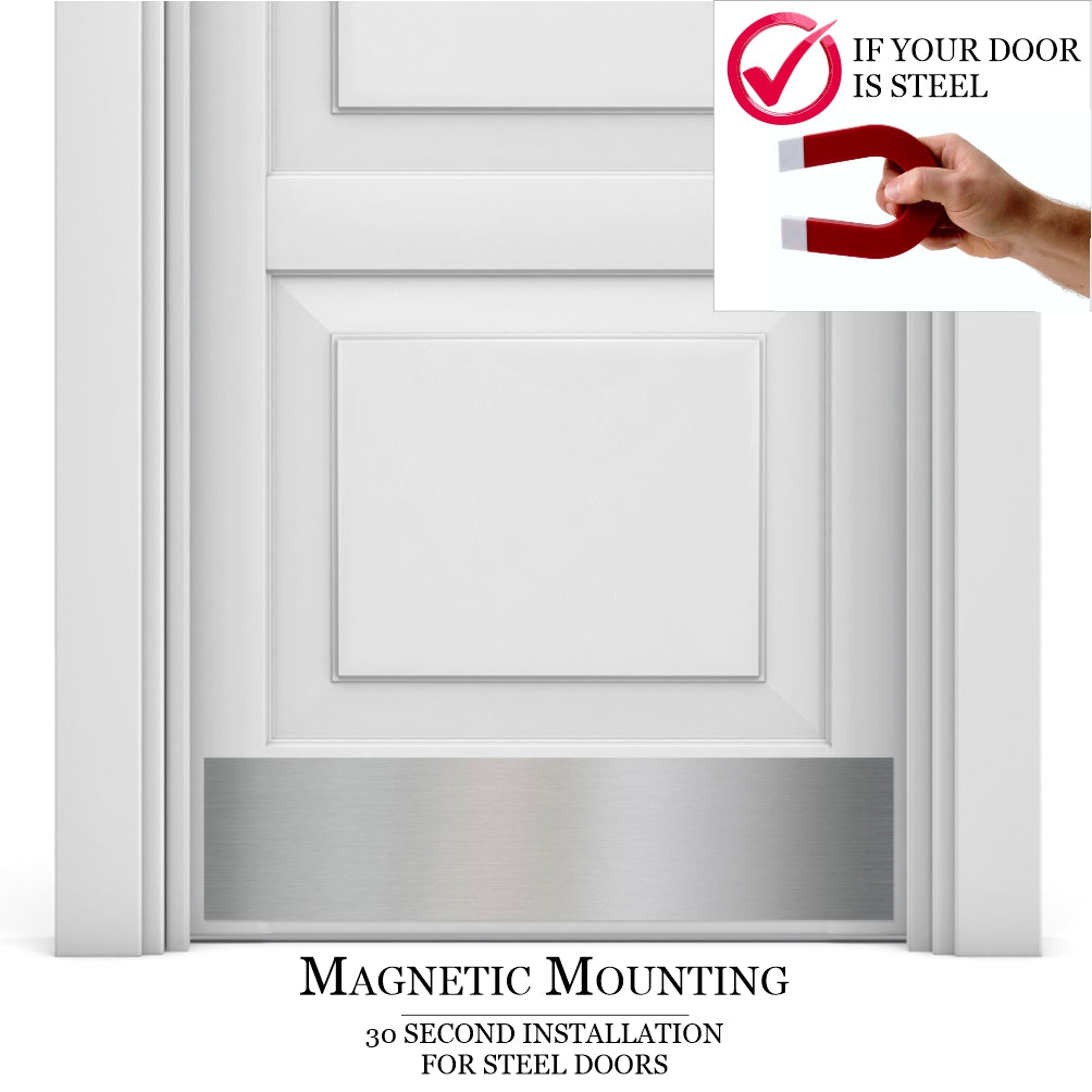 Traditional Door Kick Plate in Satin Nickel Magnetic mount
