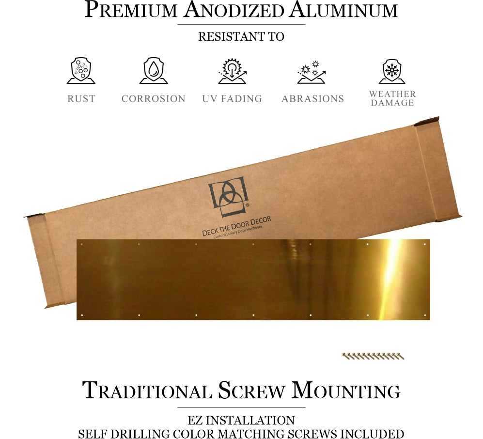 Traditional Door Kick Plate in Shiny Brass Screw Mount