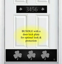 Load image into Gallery viewer, Door Address Accent Plate - Engraved - &quot;Shamrock&quot; - Multiple Finish &amp; Size Options - Customizable
