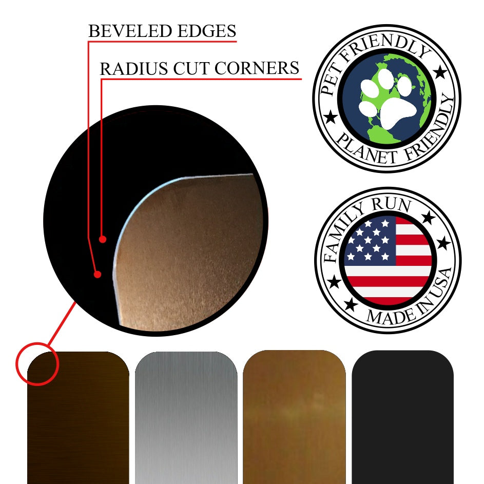 Custom Engraved Dog Scratch Protection Plate patented rounded edges
