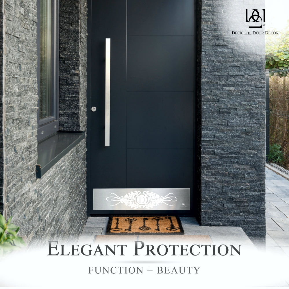 Acanthus Monogram Engraved Door Kick Plate — Personalized Elegant Protection