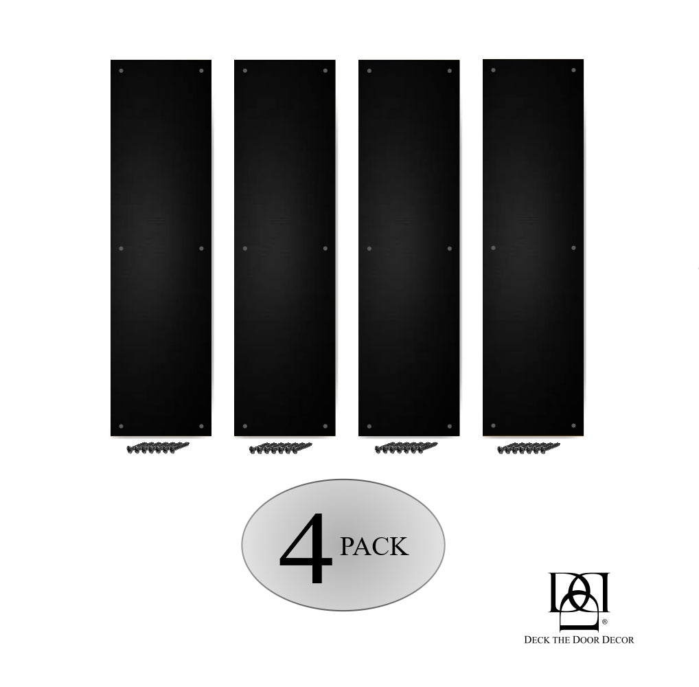 Door Push Plate in Satin Black 4 pack Screw Mount