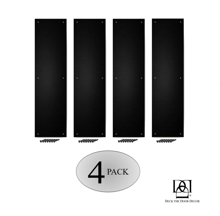 Door Push Plate in Satin Black 4 pack Screw Mount