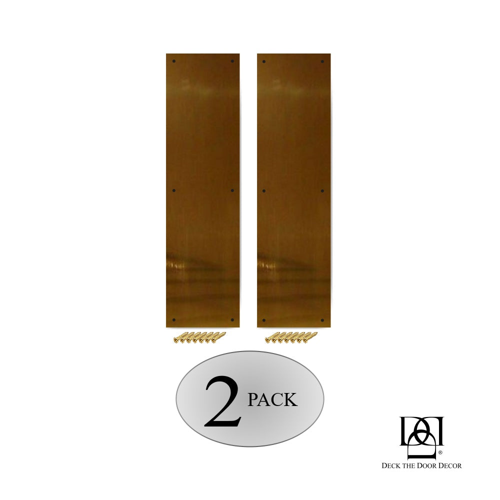 Door Push Plate in shiny brass 2 pack screw mount