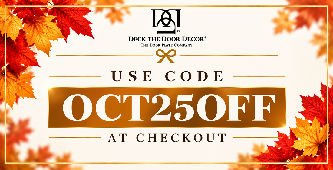 Use CODE OCT25OFF sale banner with fall leaves