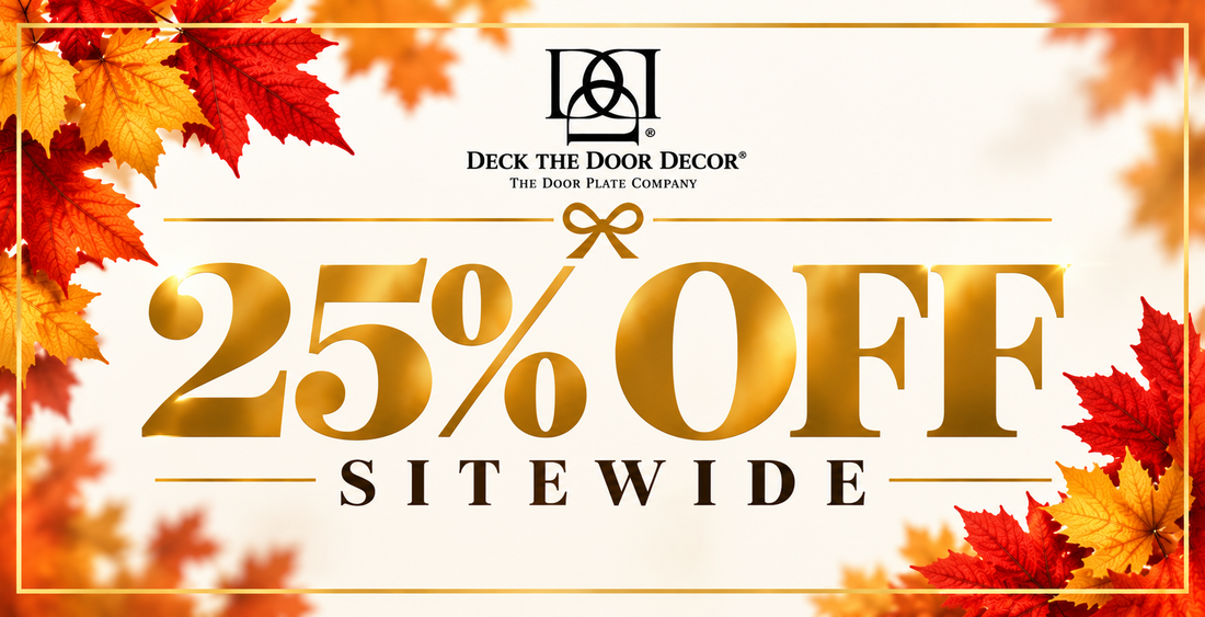 25% off sitewide sale banner with fall leaves