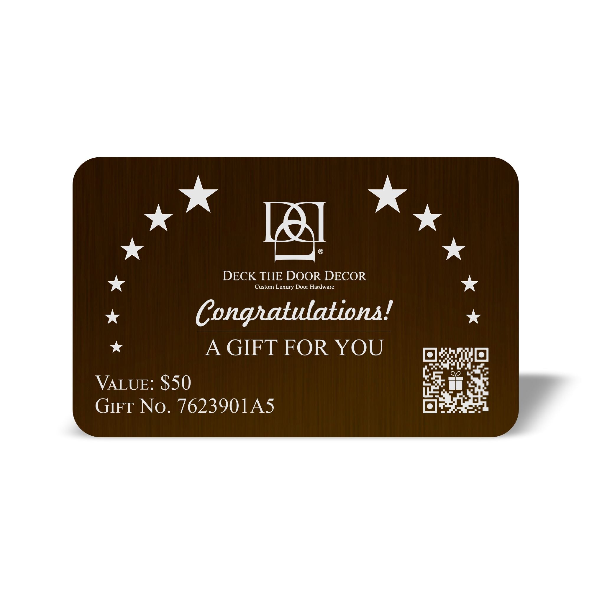 Luxury Engraved Gift Plaque – Anodized Aluminum, Multiple Designs & Values
