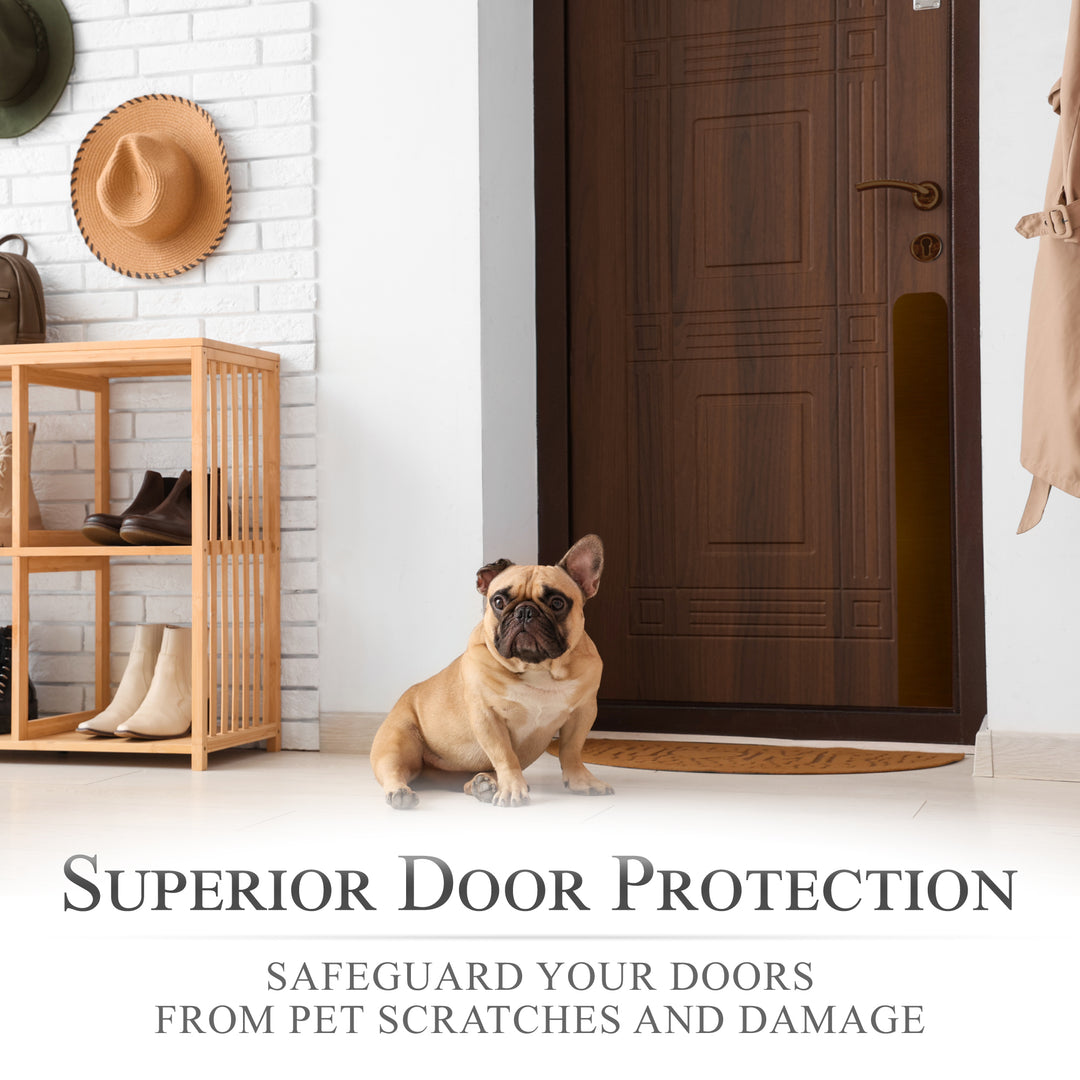 Dog Scratch Prevention Door Plate in Oil Rubbed Bronze with dog