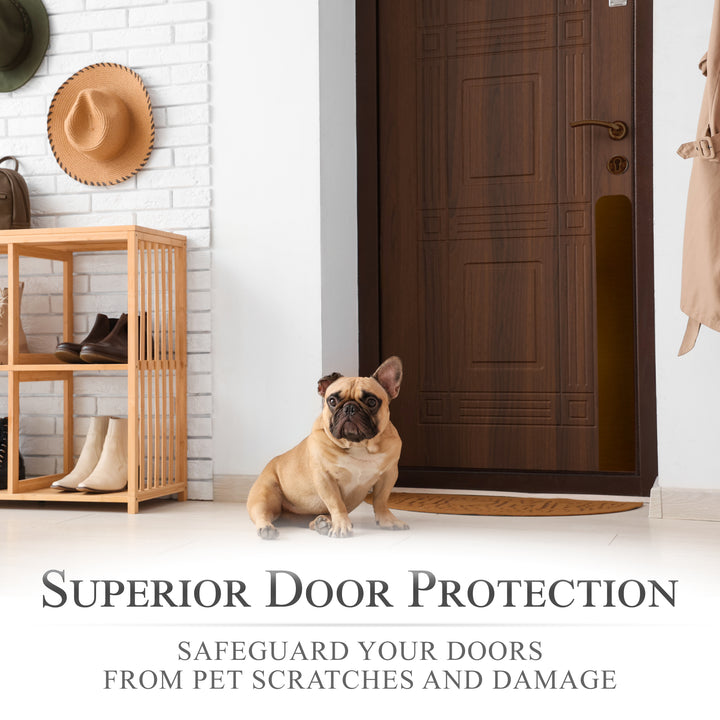 Dog Scratch Prevention Door Plate in Oil Rubbed Bronze with dog