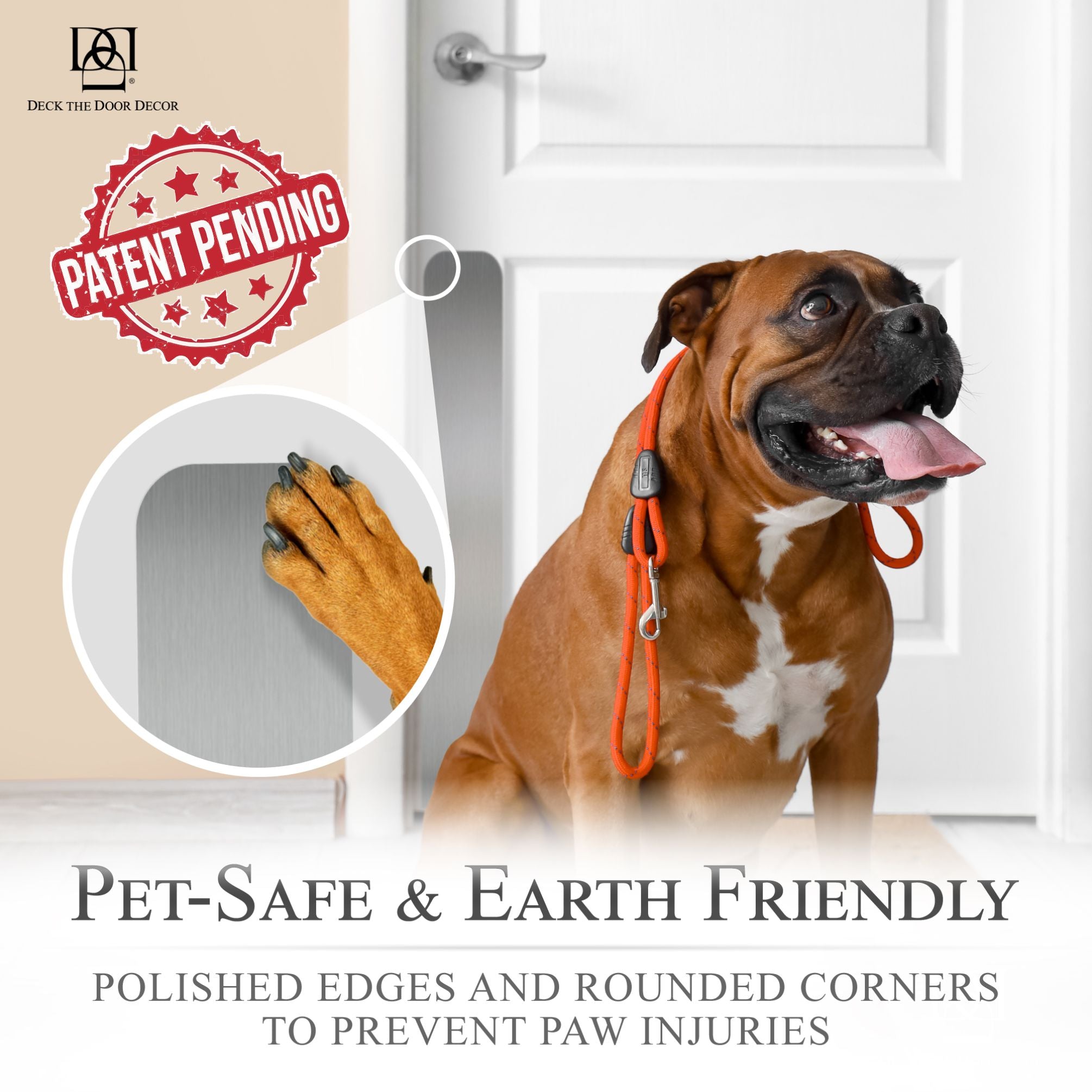 Paw Print Engraved Dog Scratch Protection Plate – Premium Door Guard
