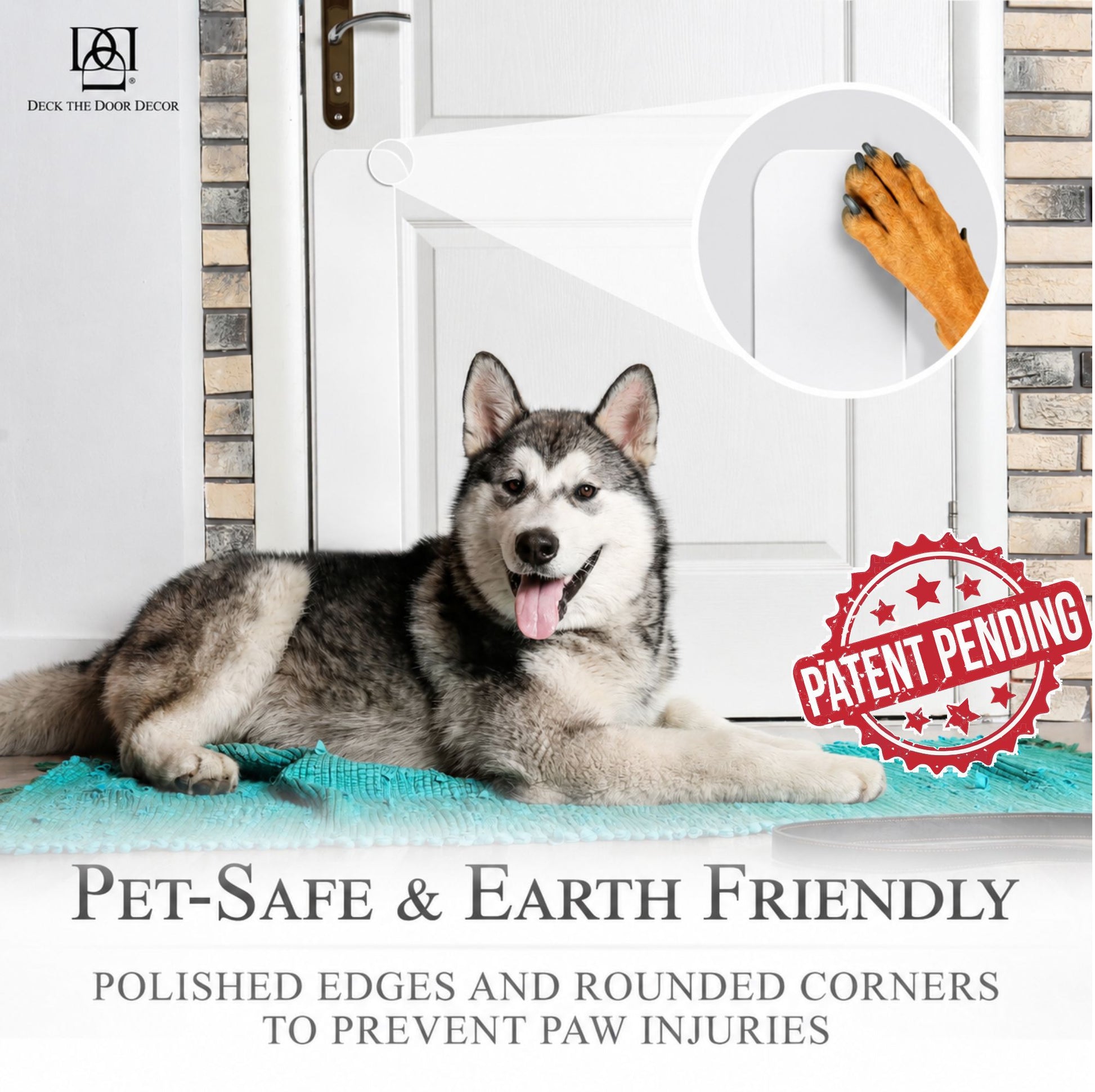 Minimalist White Dog Scratch Plate Patented Pet Safe Edges Product Photo