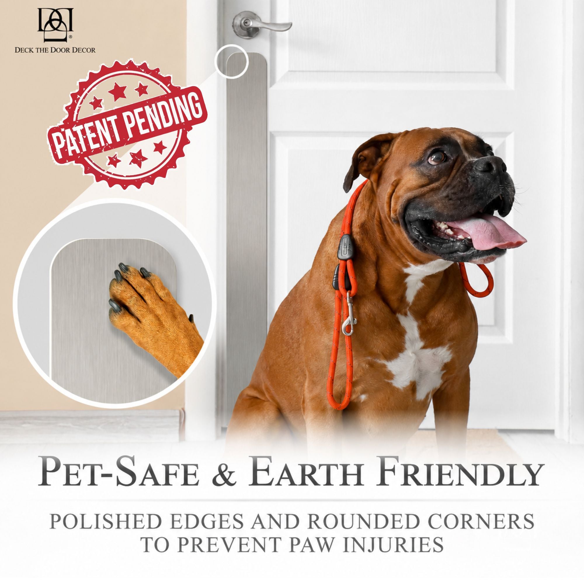 Satin Nickel Dog Scratch Plate Patented Pet Safe Edges Product Photo