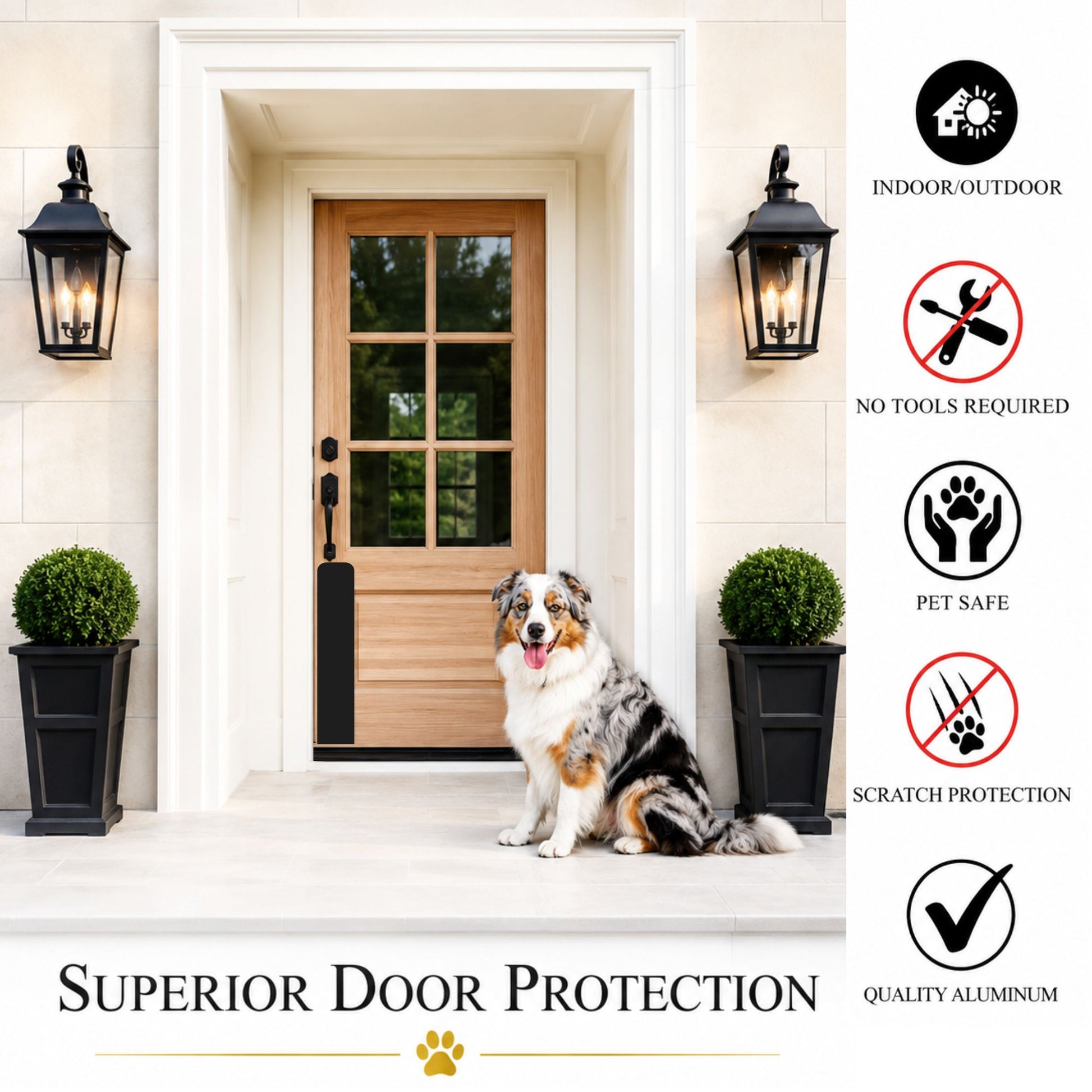 Satin Black Dog Scratch Plate Product Benefits Photo