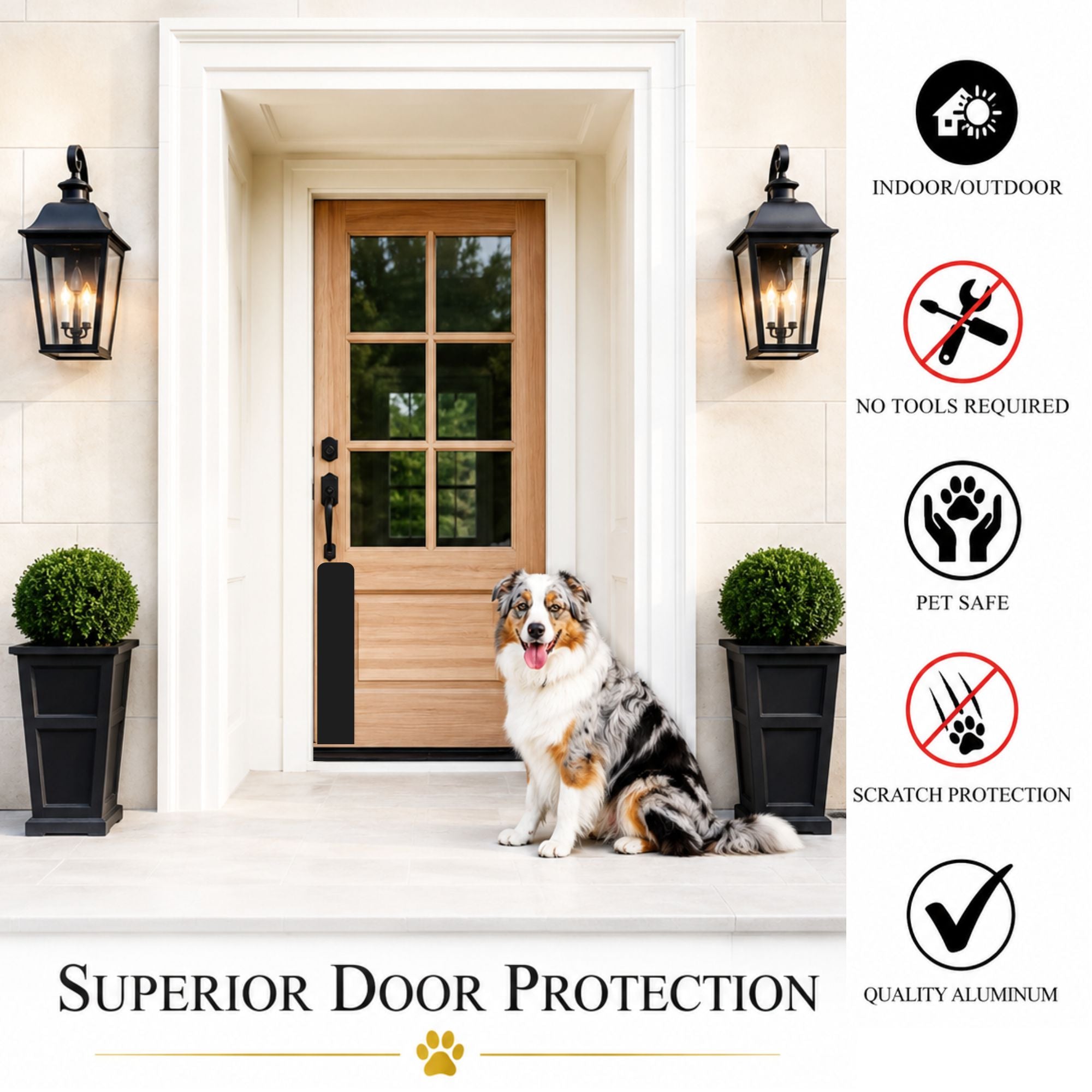 Satin Black Dog Scratch Plate Product Benefits Photo