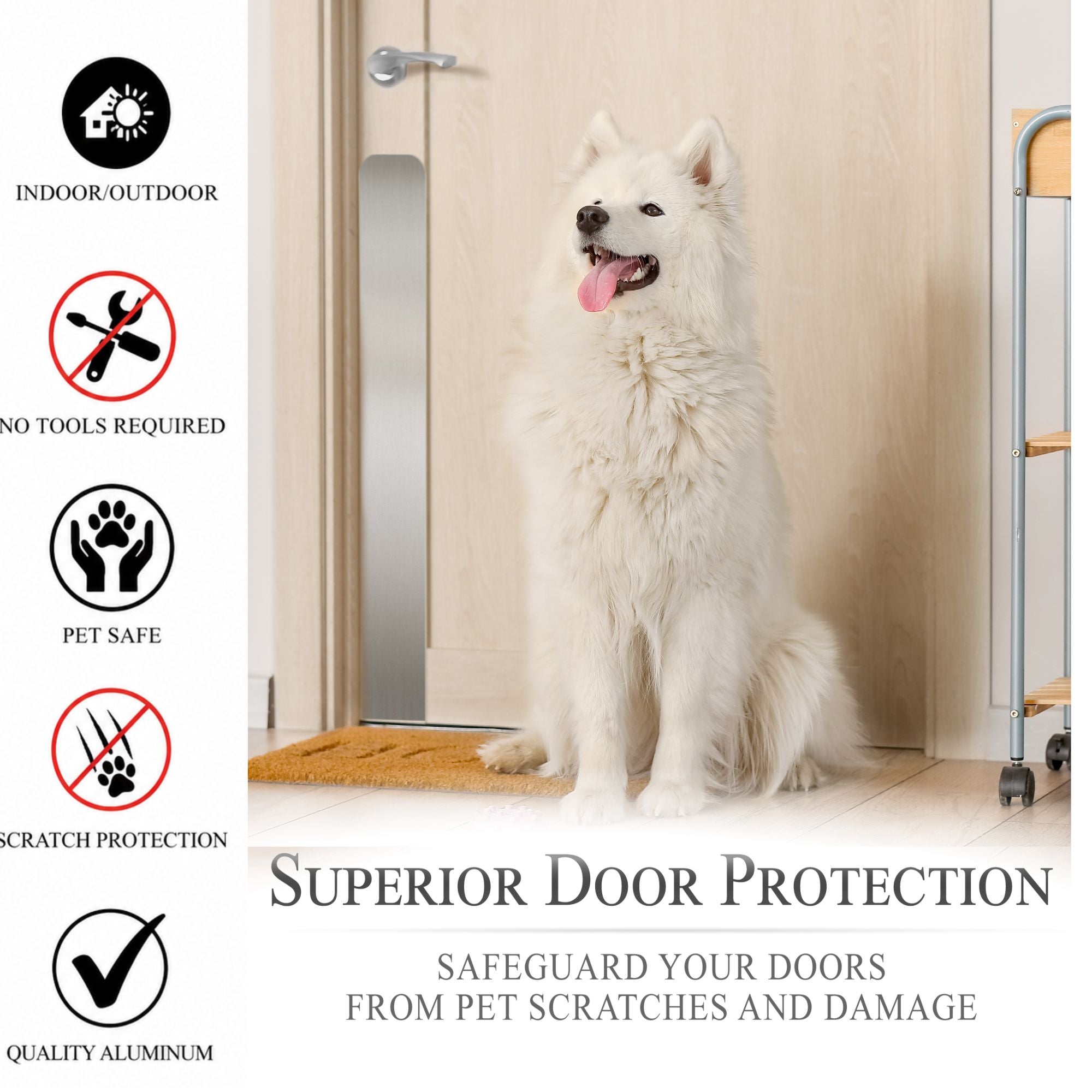 Satin Nickel Dog Scratch Plate Product Benefits Photo