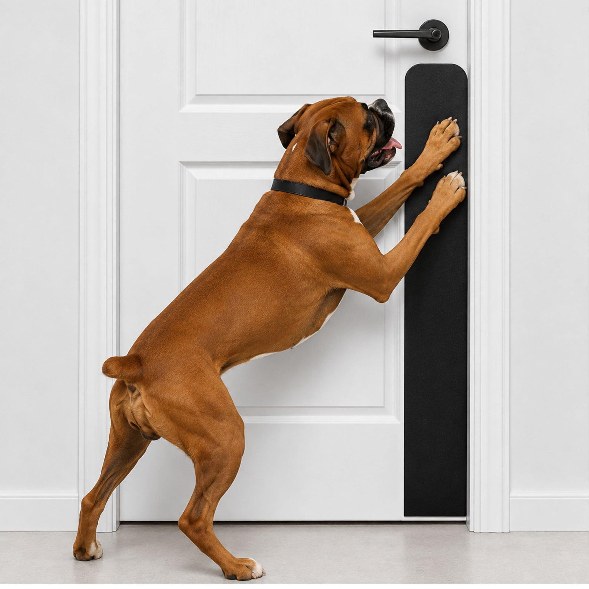 Boxer dog in Satin Black Dog Scratch Plate Product Photo