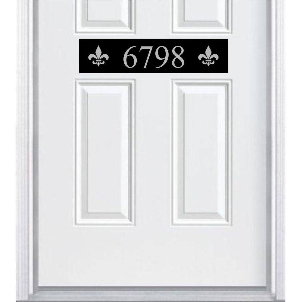 Fleur de Lis Engraved Address Accent Plate - Custom French Home Number Sign - Anodized Aluminum