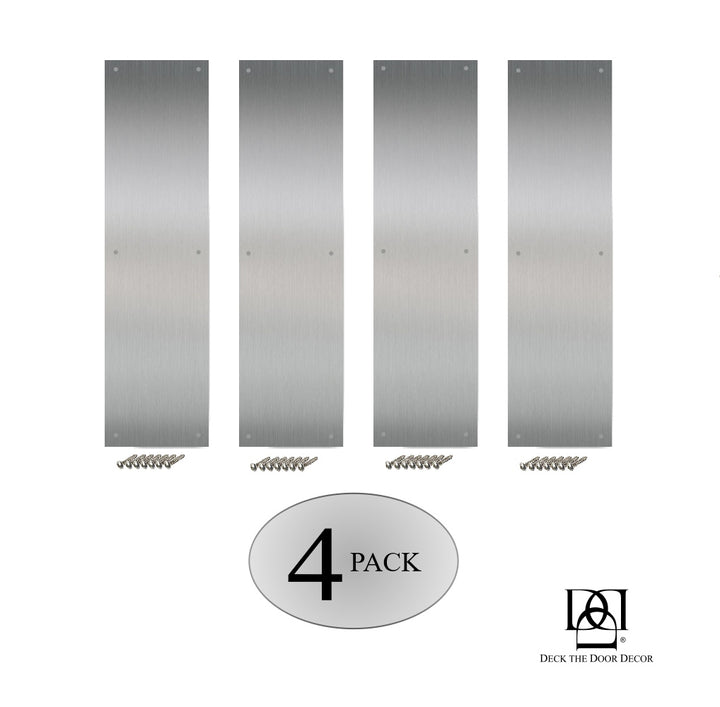 Door Push Plate in Satin Nickel 4 Pack Screw Mount