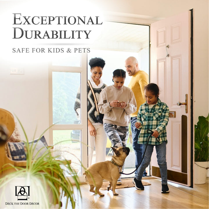 Dog Scratch Prevention Door Plate in Oil Rubbed Bronze with family