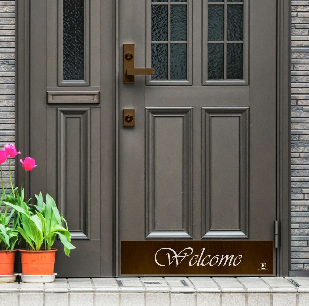 Script Welcome Engraved Door Kick Plate - Elegant Entrance Protection