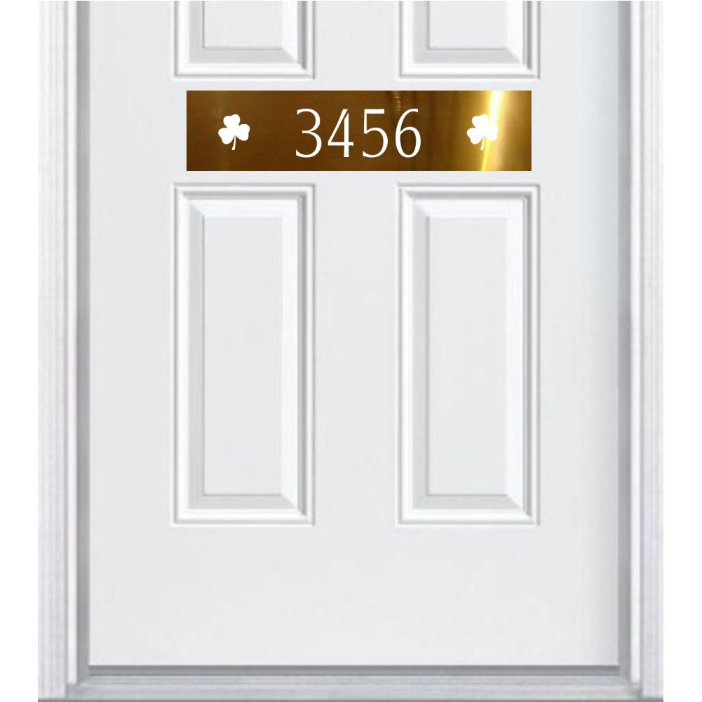 Shamrock Engraved Address Door Accent Plate - Custom Irish Home Number Sign - Anodized Aluminum