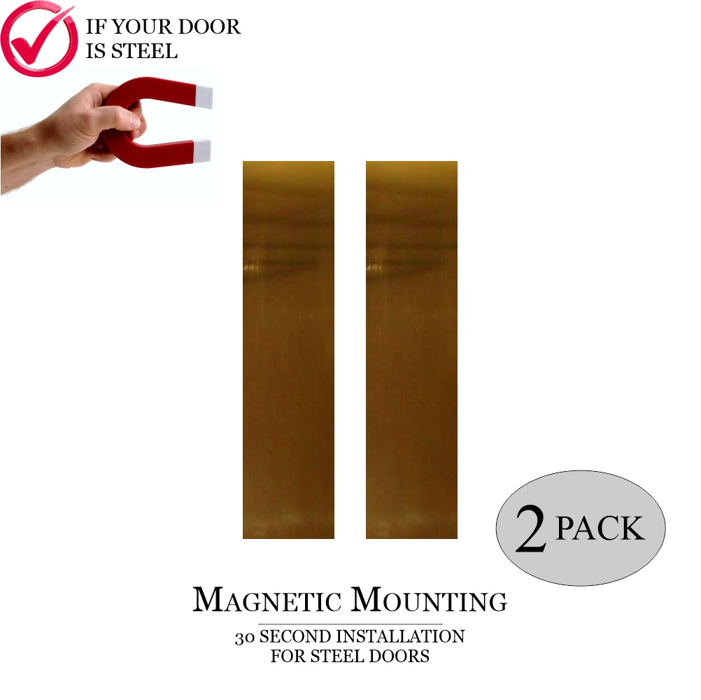 Door Push Plate in shiny brass 2 pack magnetic mount