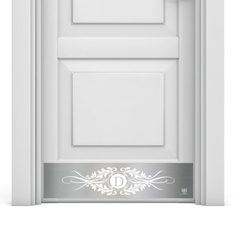 Door Kick Plate - Engraved - "Acanthus" Monogram - Multiple Finish & Size Options - Customizable
