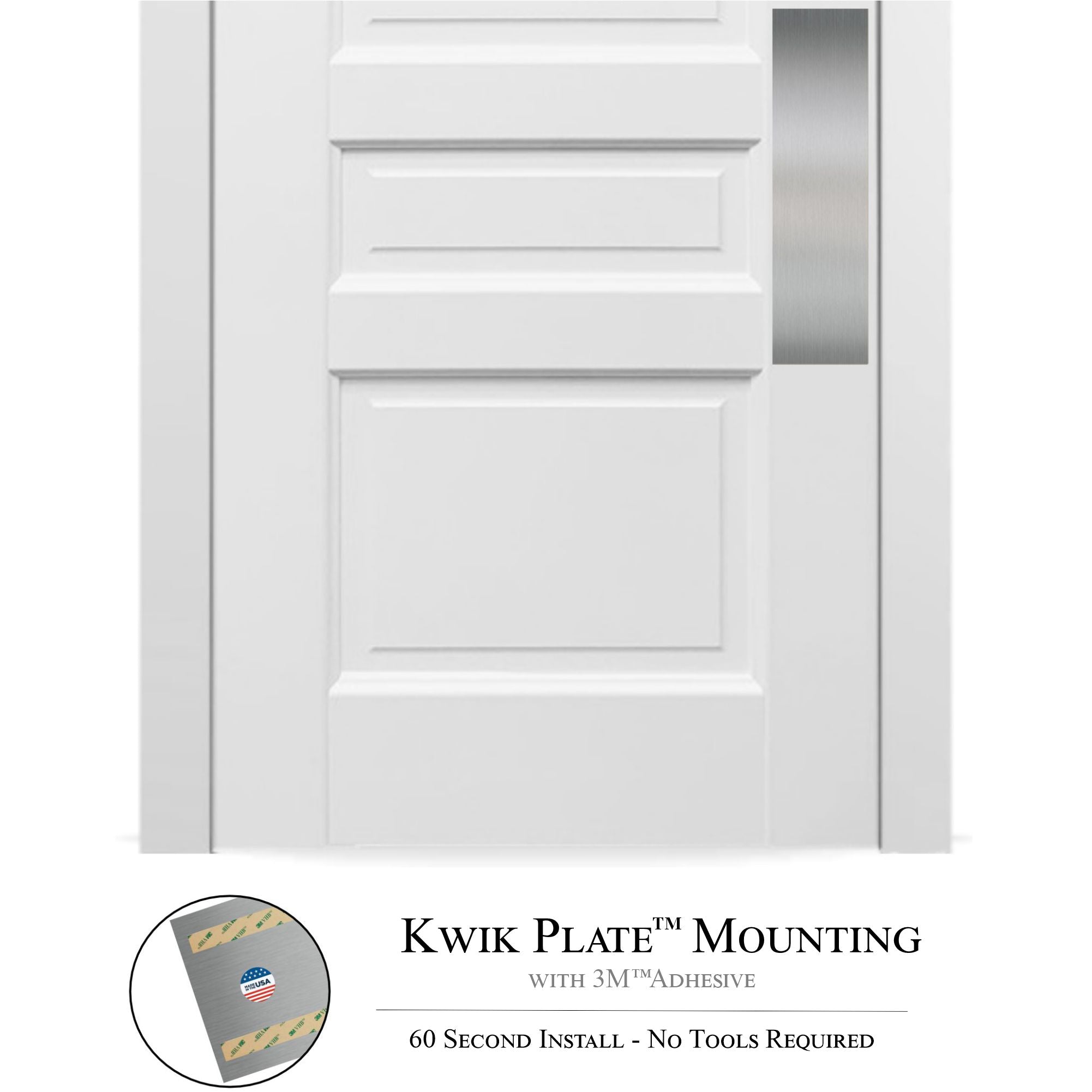 Traditional Door Push Plates — Kwik Plates™ Adhesive, Screw & Magnetic Mount Options