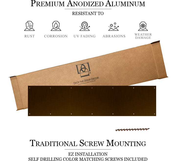 Traditional Door Kick Plate in Oil Rubbed Bronze Screw Mount