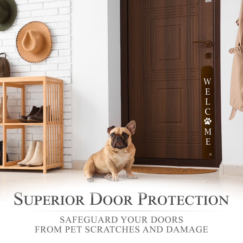Engraved Dog Scratch Protection Plate in Oil Rubbed Bronze with dog
