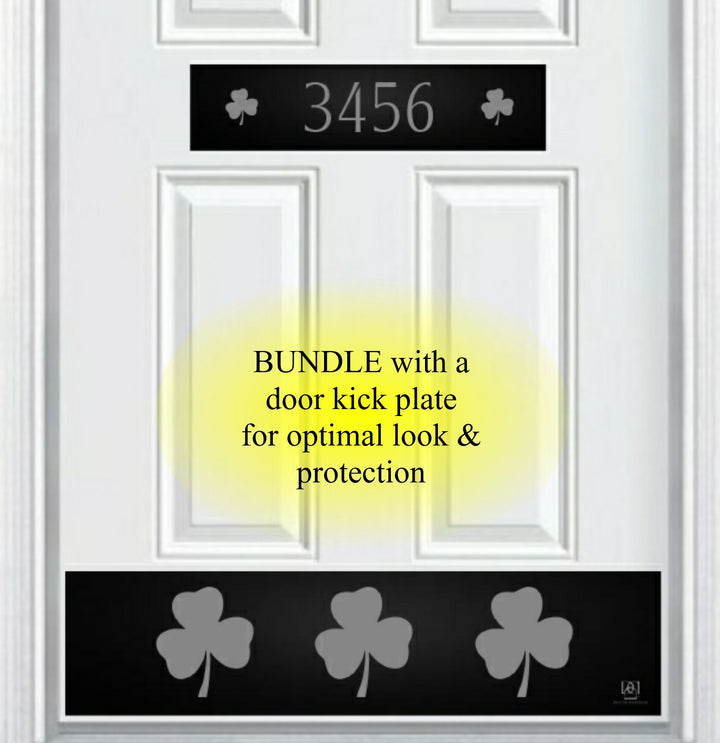 Door Address Accent Plate - Engraved - "Shamrock" - Multiple Finish & Size Options - Customizable