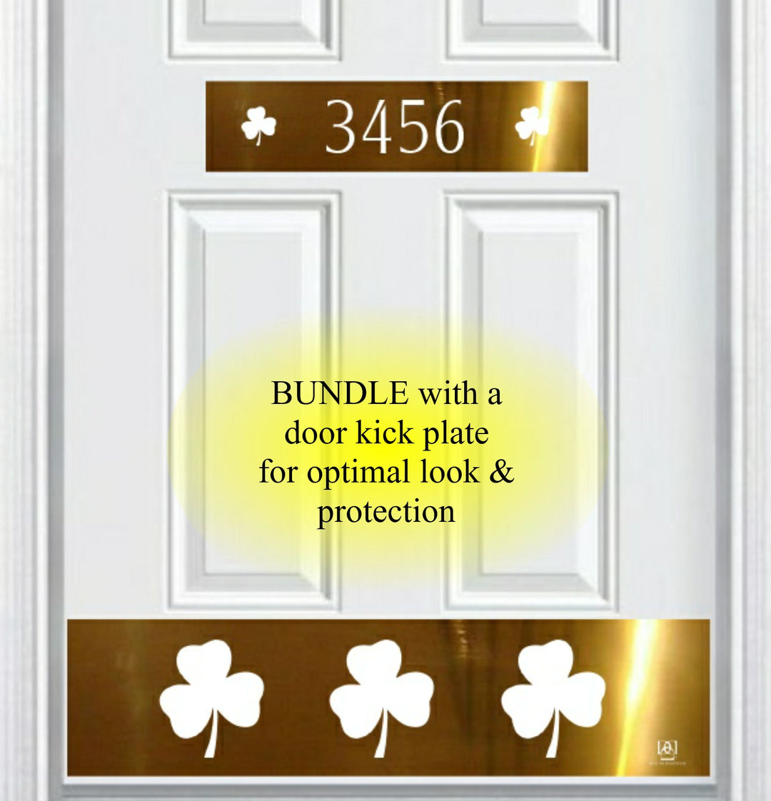 Door Address Accent Plate - Engraved - "Shamrock" - Multiple Finish & Size Options - Customizable