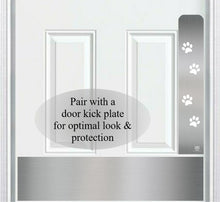 Load image into Gallery viewer, Dog Scratch Door Protection Plate - Engraved - &quot;Paw Print&quot; - Multiple Finish &amp; Size Options
