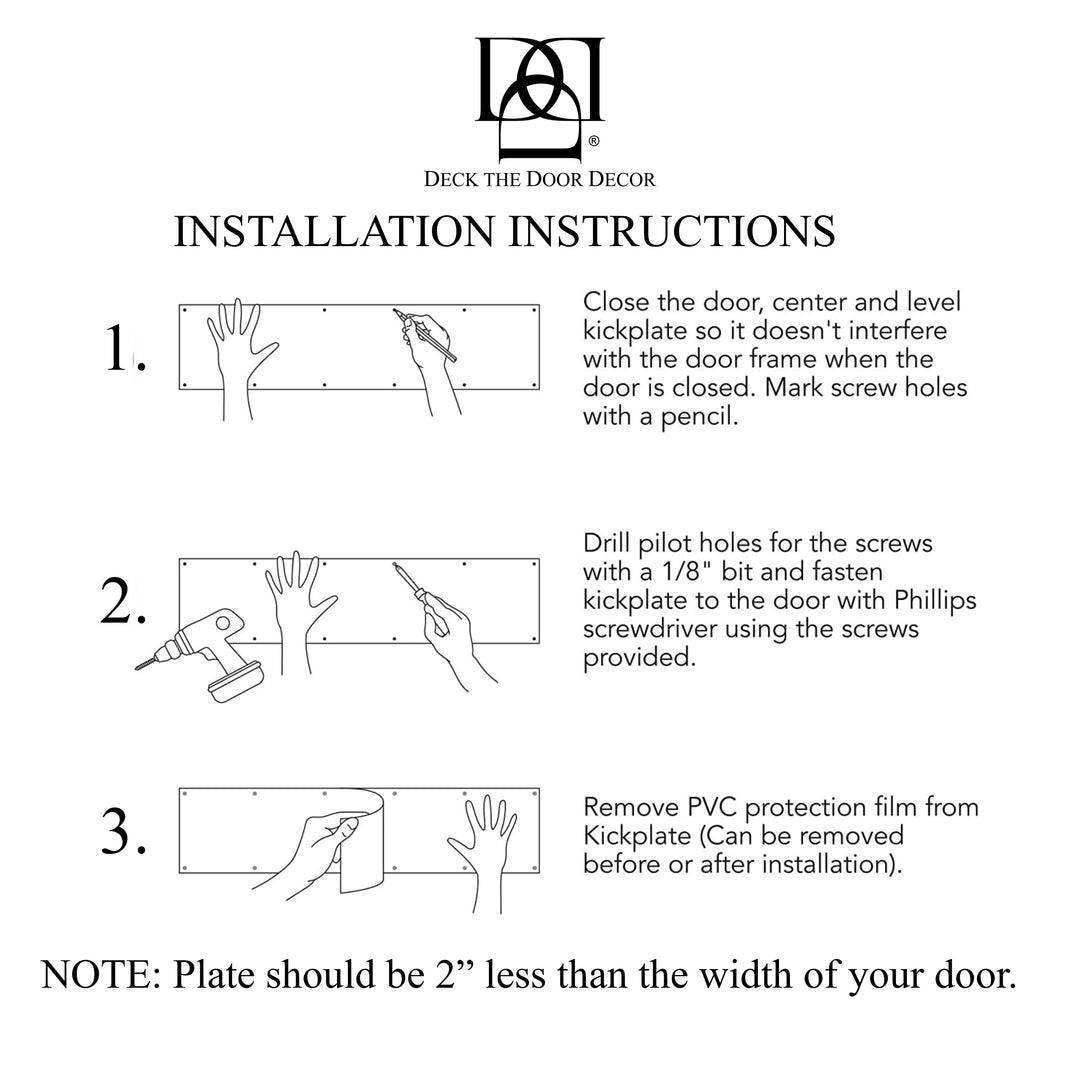 Door Kick Plate - Artisan Embossed - Quilted Stainless Steel- Multiple Size Options