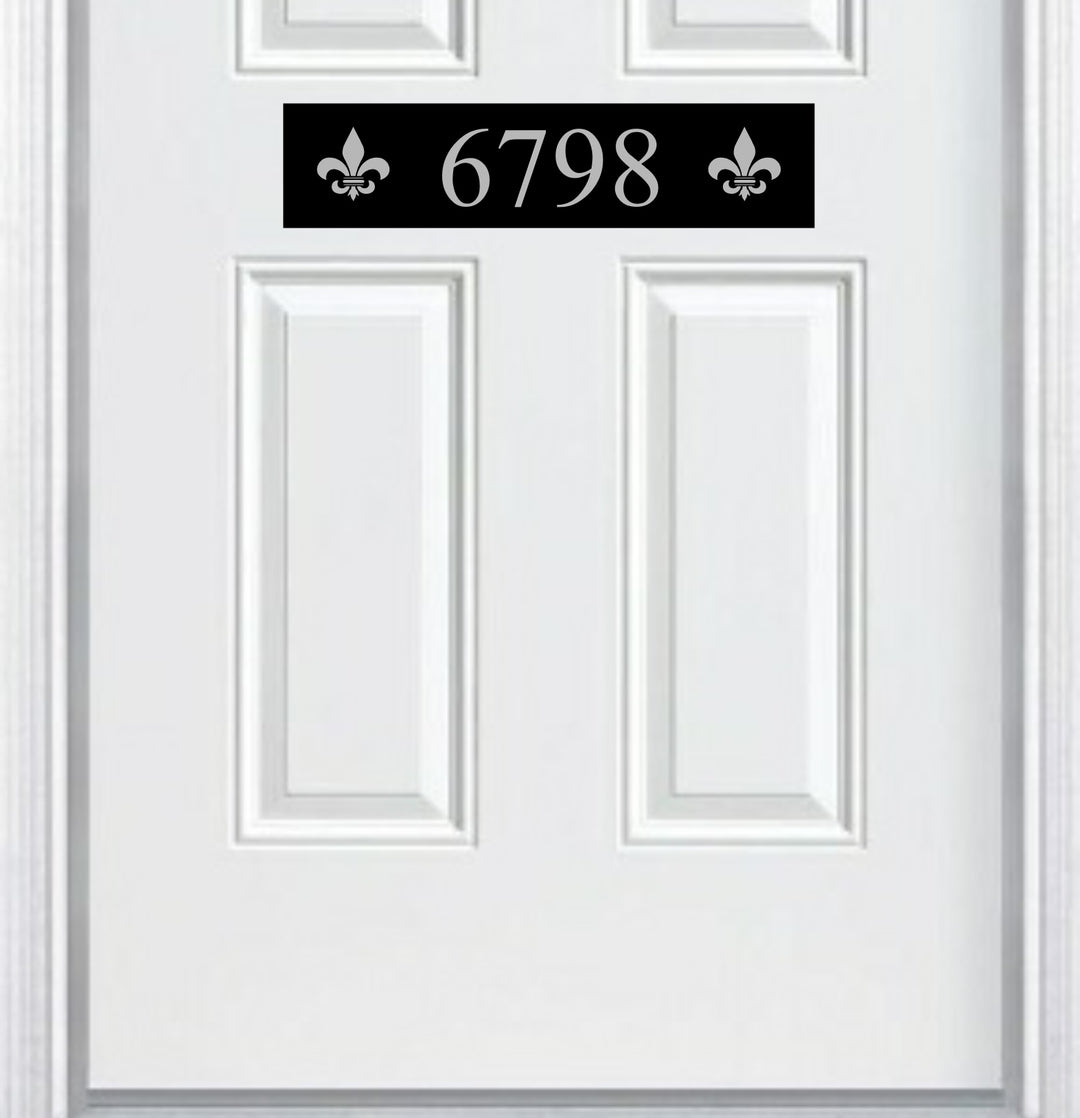 Door Address Accent Plate - Engraved - "Fleur De Lis" Monogram - Multiple Finish & Size Options - Customizable