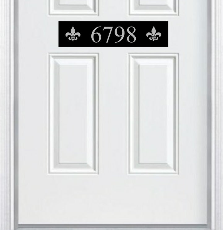 Door Address Accent Plate - Engraved - "Fleur De Lis" Monogram - Multiple Finish & Size Options - Customizable