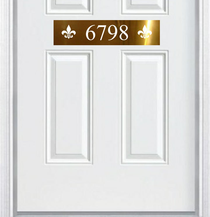 Door Address Accent Plate - Engraved - "Fleur De Lis" Monogram - Multiple Finish & Size Options - Customizable
