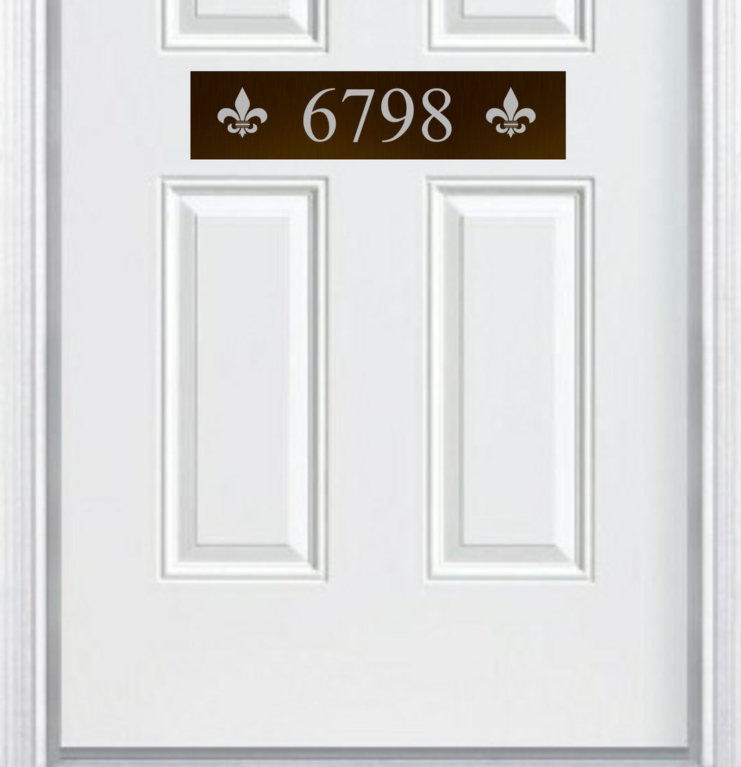 Door Address Accent Plate - Engraved - "Fleur De Lis" Monogram - Multiple Finish & Size Options - Customizable