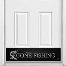 Load image into Gallery viewer, Door Kick Plate - Engraved - &quot;Gone Fishing&quot; - Multiple Finish &amp; Size Options
