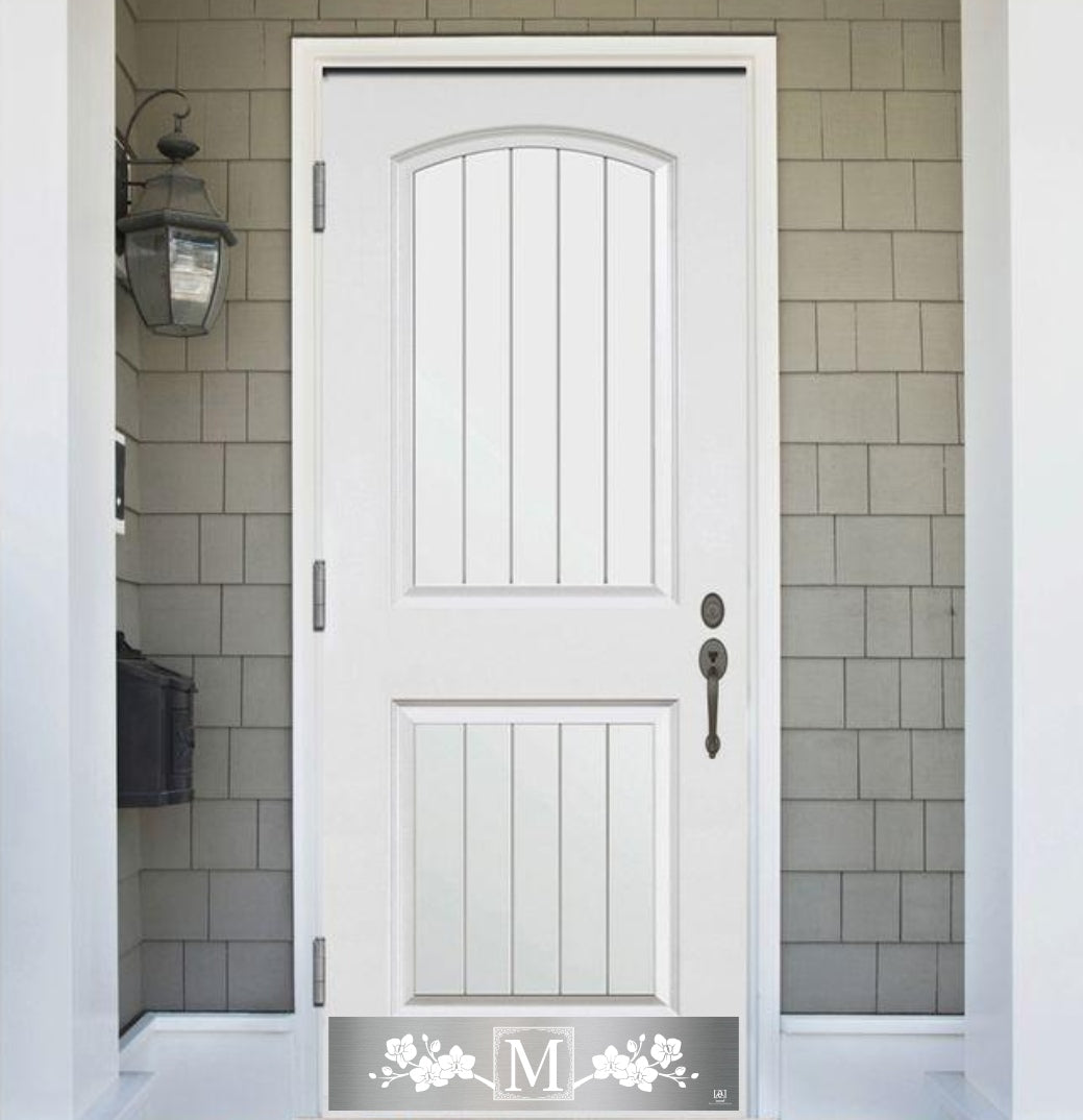 Door Kick Plate - Engraved - "Magnolia" Monogram - Multiple Finish & Size Options - Customizable