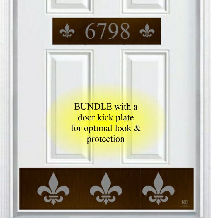 Door Address Accent Plate - Engraved - "Fleur De Lis" Monogram - Multiple Finish & Size Options - Customizable