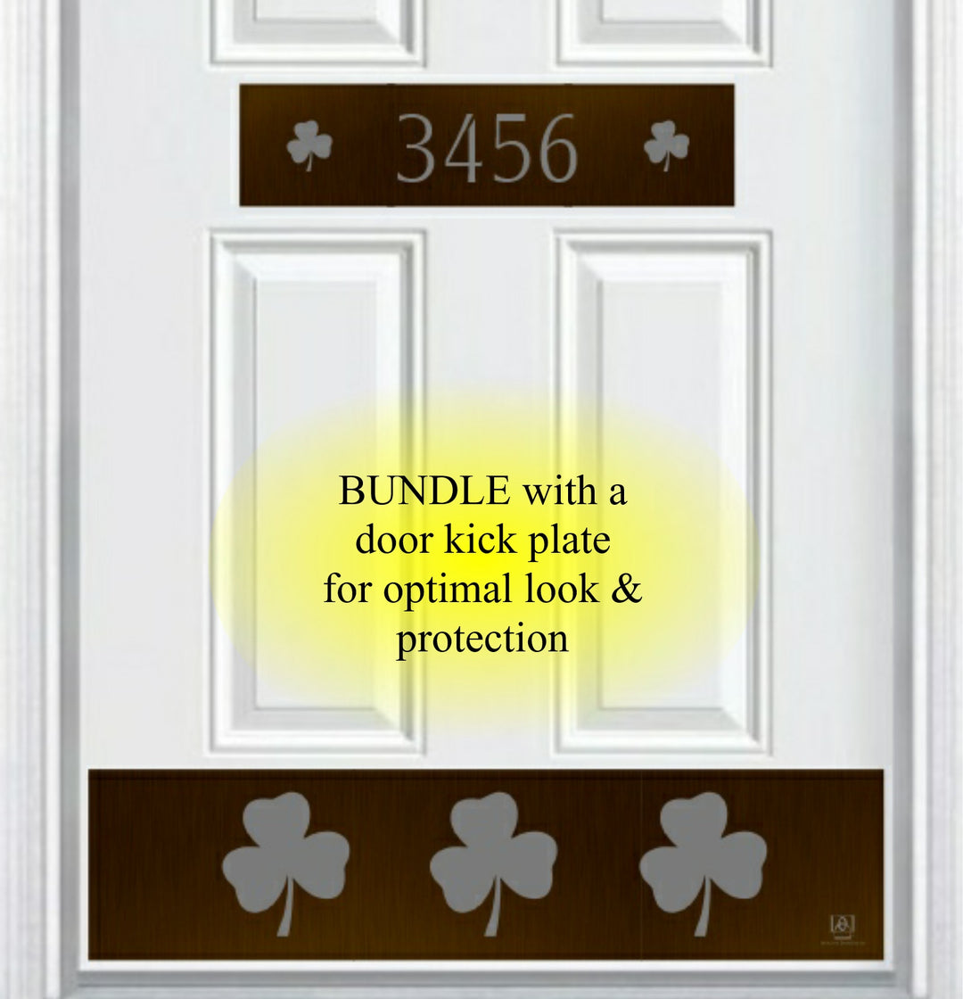 Door Address Accent Plate - Engraved - "Shamrock" - Multiple Finish & Size Options - Customizable