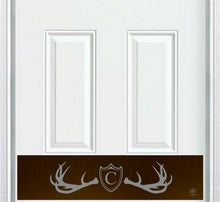 Load image into Gallery viewer, Door Kick Plate - Engraved - &quot;Fez Lodge Antlers&quot; Monogram - Multiple Finish &amp; Size Options - Customizable
