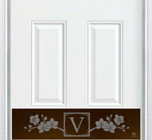 Load image into Gallery viewer, Door Kick Plate - Engraved - &quot;Magnolia&quot; Monogram - Multiple Finish &amp; Size Options - Customizable
