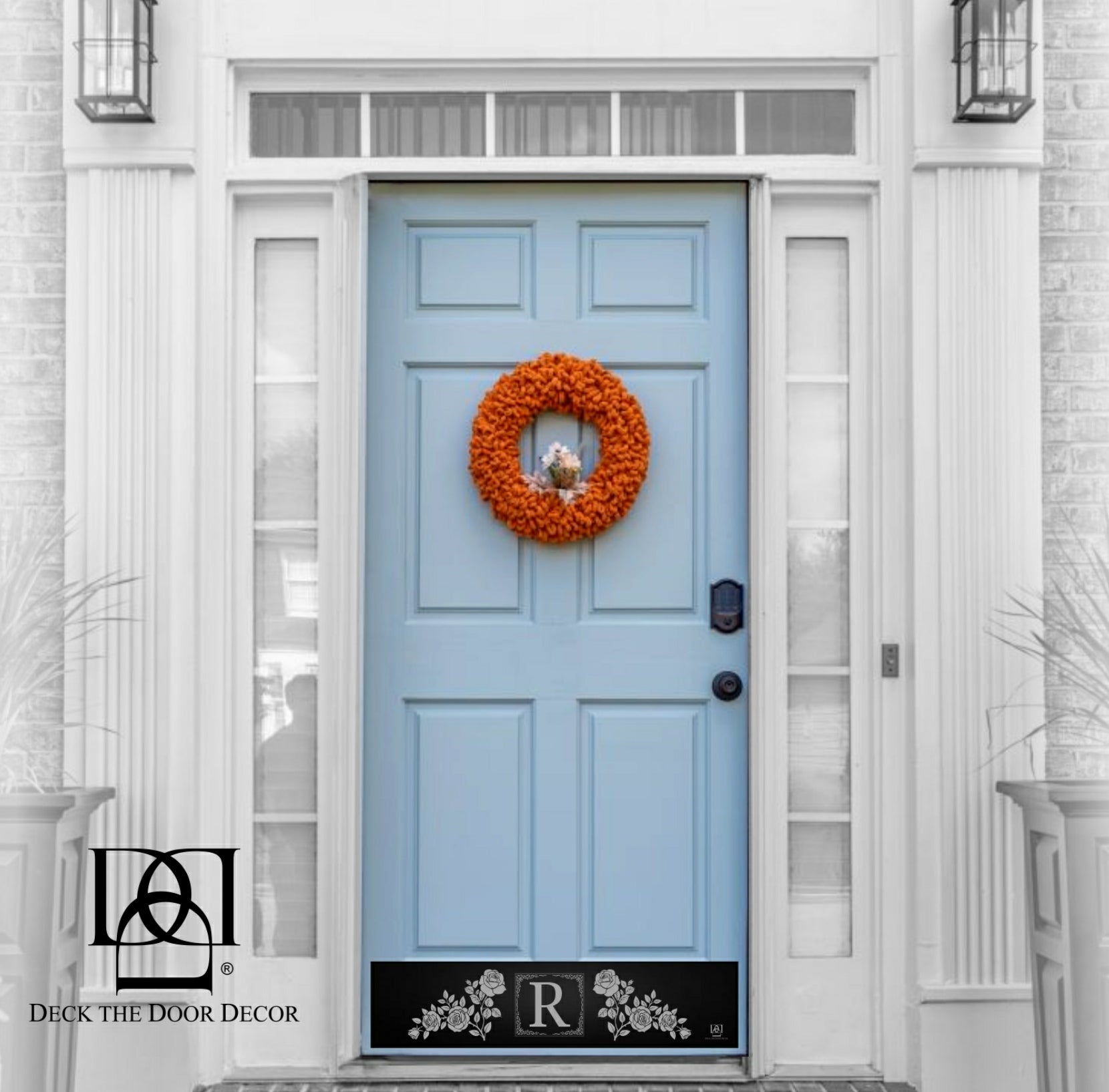 Rose Monogram Engraved Door Kick Plate
