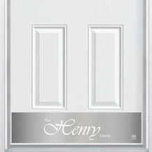 Load image into Gallery viewer, Door Kick Plate - Engraved - &quot;Script&quot; Last Name - Multiple Finish &amp; Size Options - Customizable
