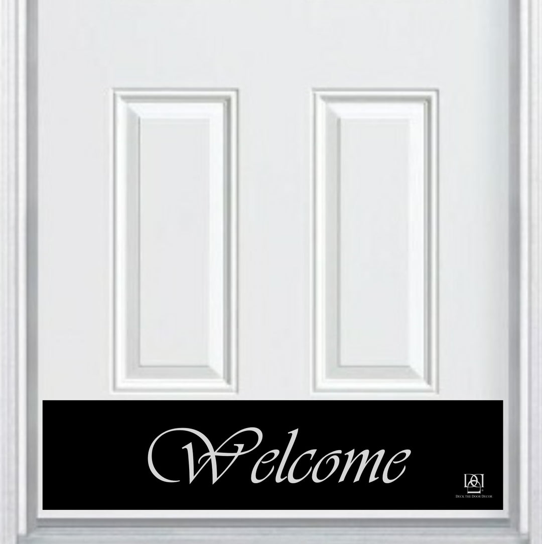 Door Kick Plate - Engraved - "Script Welcome" - Multiple Finish & Size Options