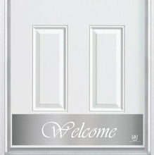 Load image into Gallery viewer, Door Kick Plate - Engraved - &quot;Script Welcome&quot; - Multiple Finish &amp; Size Options
